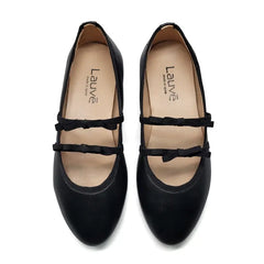 Lauve ruby black leather bow ballerina - slip on dress