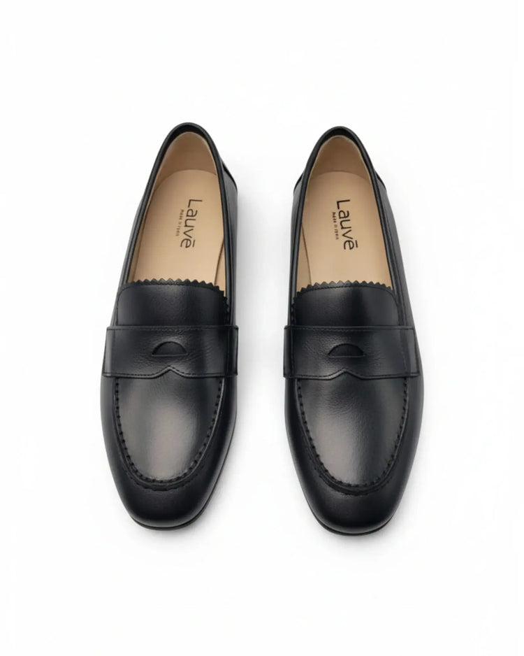Lauve scalloped black penny loafer | kids shoes fast shipping