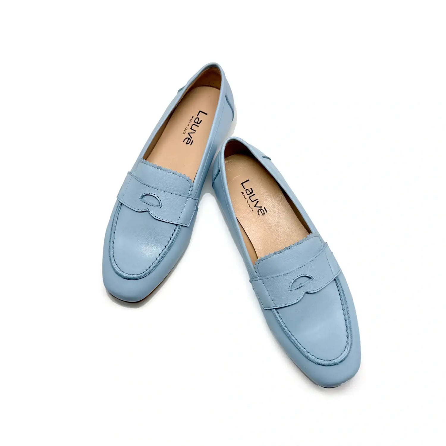 Lauve sky blue penny loafer flats fast shipping