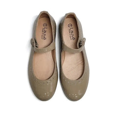 Lauve Taupe Patent Heart Mary Jane - GIRLS