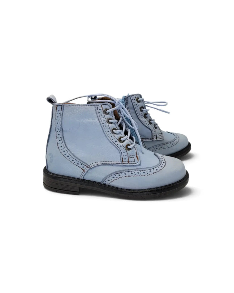 Lmdi baby blue lace-up wingtip bootie | 2021 fast shipping
