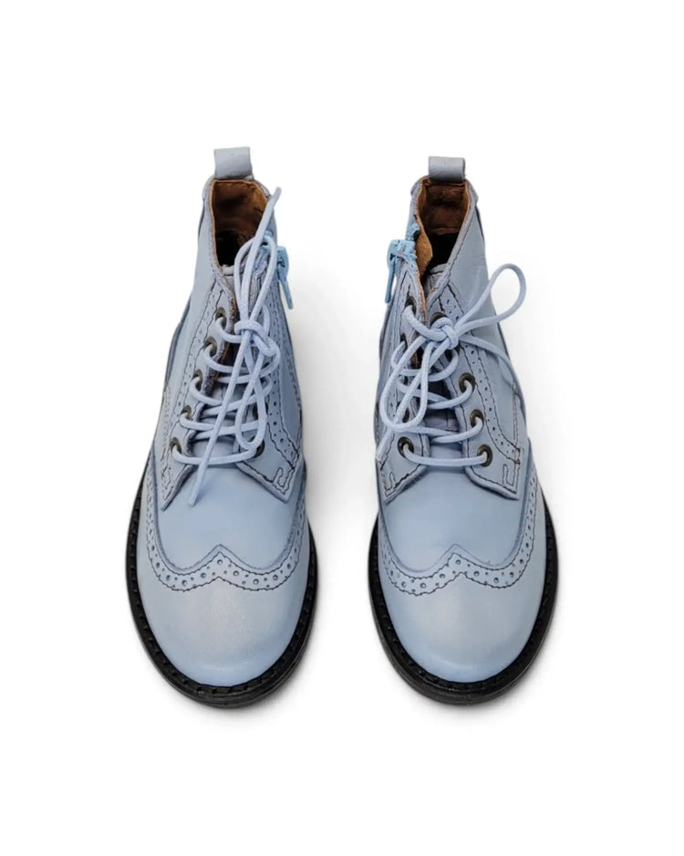 Lmdi baby blue lace-up wingtip bootie | 2021 fast shipping