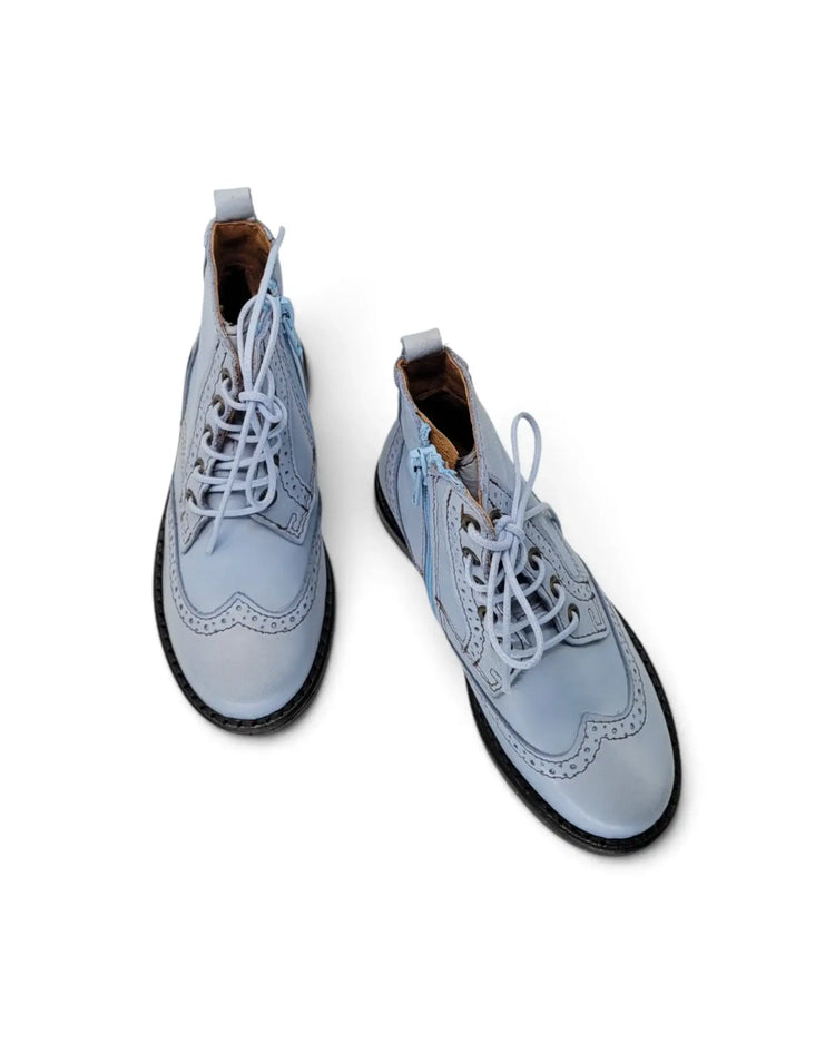 Lmdi baby blue lace-up wingtip bootie | 2021 fast shipping