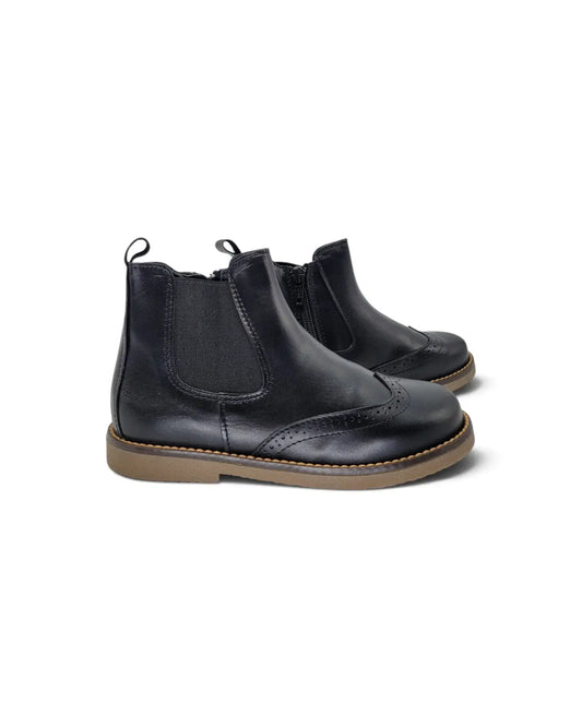 Lmdi black leather chelsea wingtip boot | kids shoes fast shipping