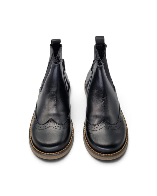 Lmdi black leather chelsea wingtip boot | kids shoes fast shipping