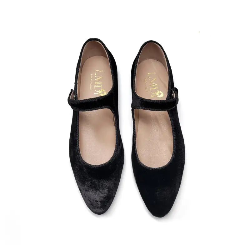 Lmdi black velvet mary jane 137018a - pointy mary jane
