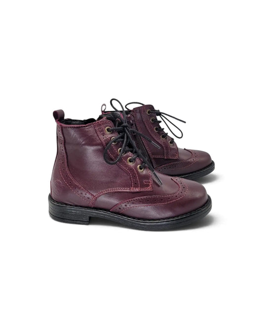 Lmdi burgundy leather lace-up bootie | kids shoes fast shipping