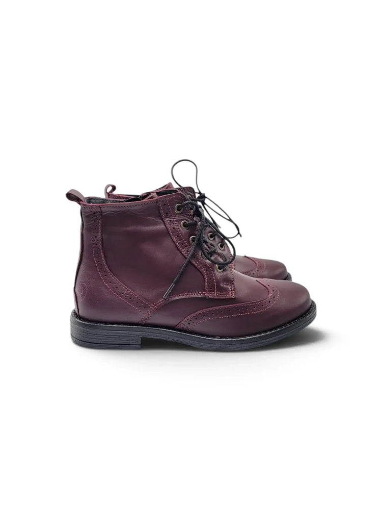 Lmdi burgundy leather lace-up bootie | kids shoes fast shipping