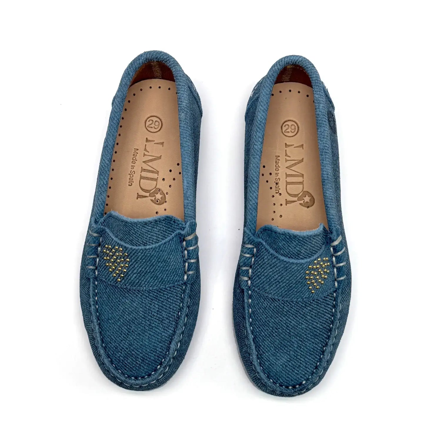 Lmdi denim heart loafer handmade leather shoes fast shipping