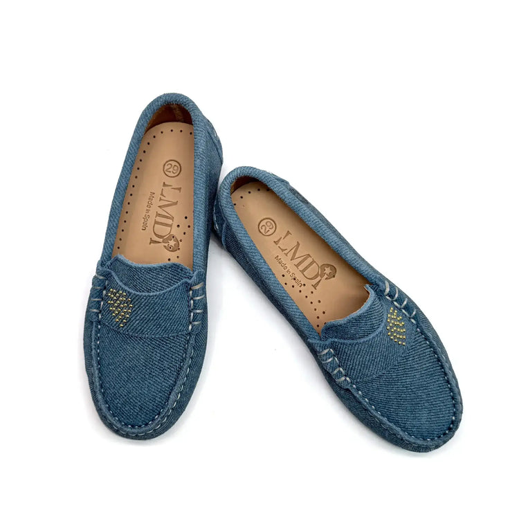 Lmdi denim heart loafer handmade leather shoes fast shipping