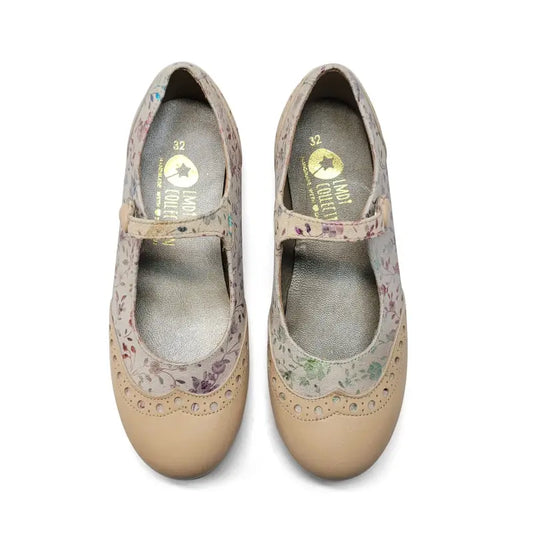 LMDI Doll Peach Floral Wingtip Mary Jane