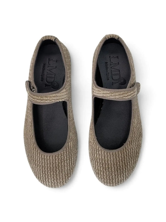 Lmdi iria desert taupe ribbed velvet mary jane | kids fast shipping