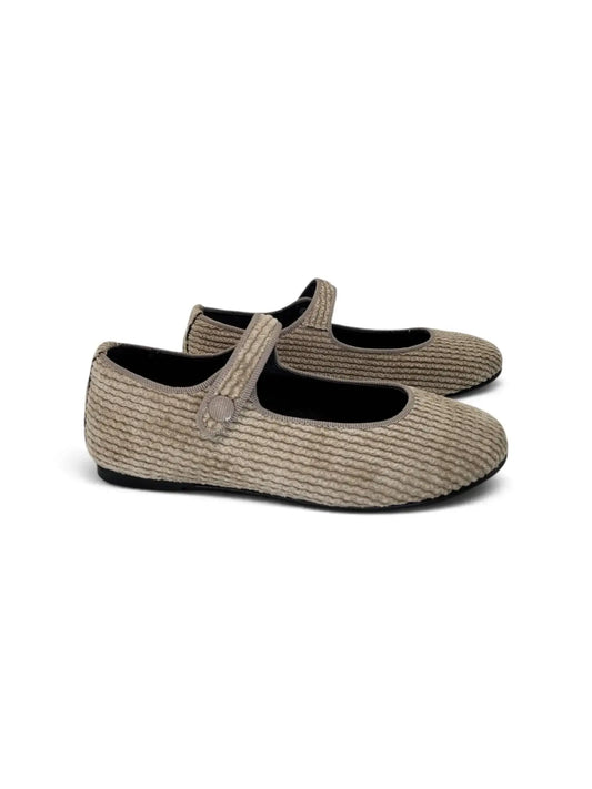 Lmdi iria desert taupe ribbed velvet mary jane | kids fast shipping
