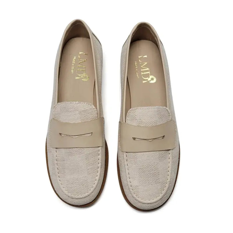 LMDI Melide Sand Linen Penny Loafer - GIRLS