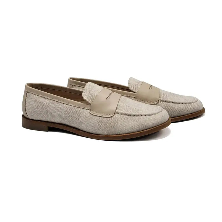 LMDI Melide Sand Linen Penny Loafer - GIRLS