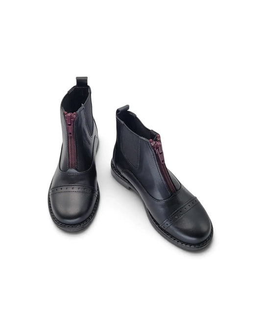 Lmdi picadeira black leather burgundy bootie | kids shoes fast shipping