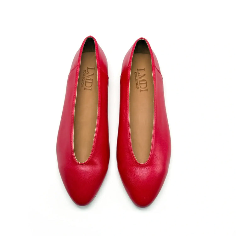 Crimson red v cut ballerina flats spain fast shipping