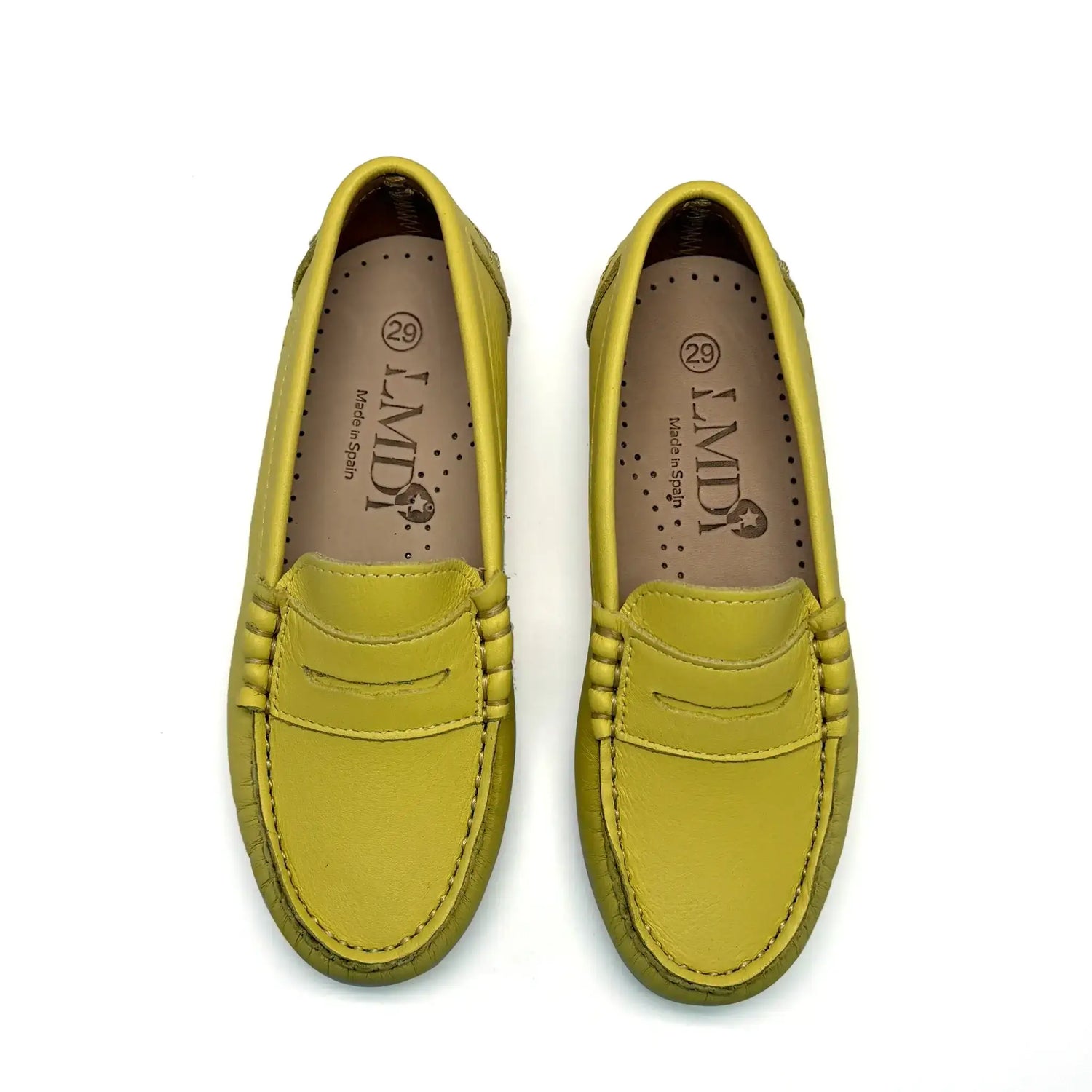 Lmdi yellow leather penny loafer handmade in spain fast shipping