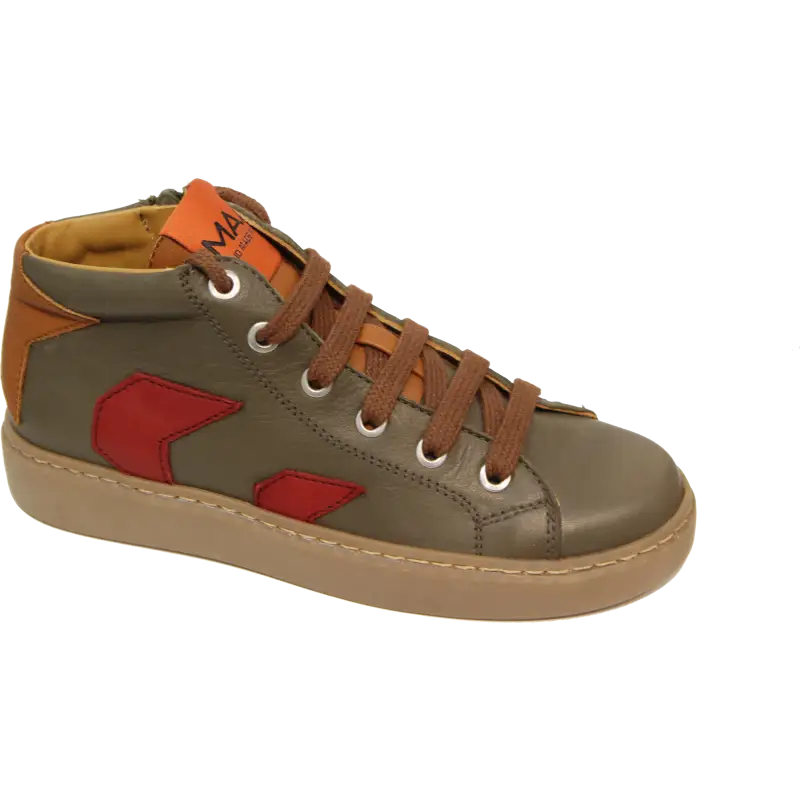 Maa olive hightop lace side zipper sneaker c287 - sneakers