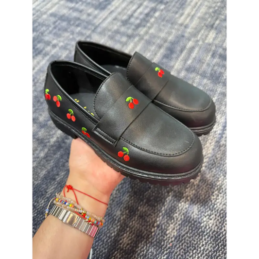 Mamelina black cherries chunky loafer 2407 27 slip on dress