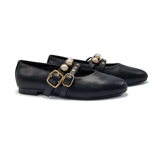 Mamelina Black Leather Embellishment Mary Jane 1230