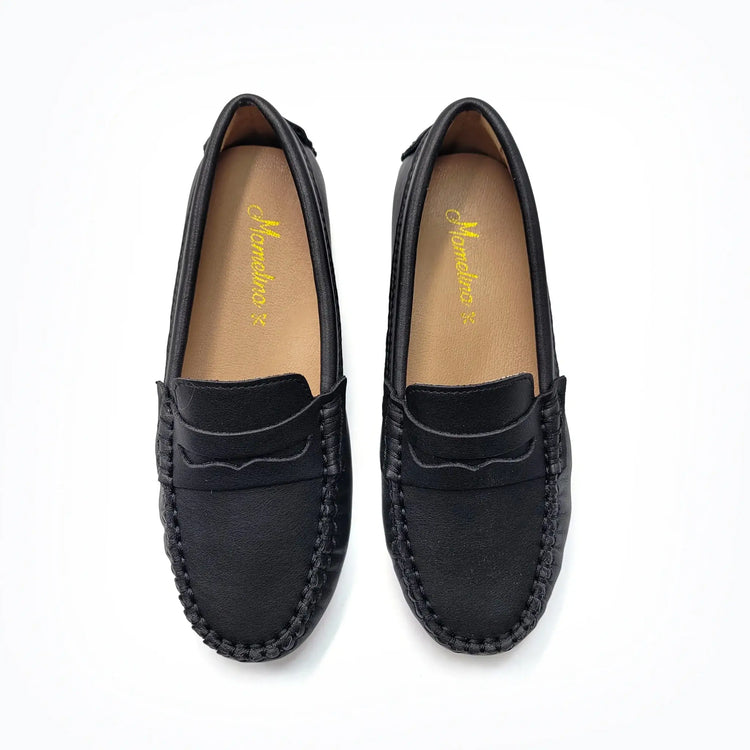 Mamelina black leather penny loafer shoes fast shipping