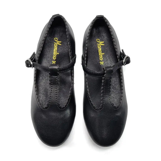 Mamelina black leather t strap 7542 strap
