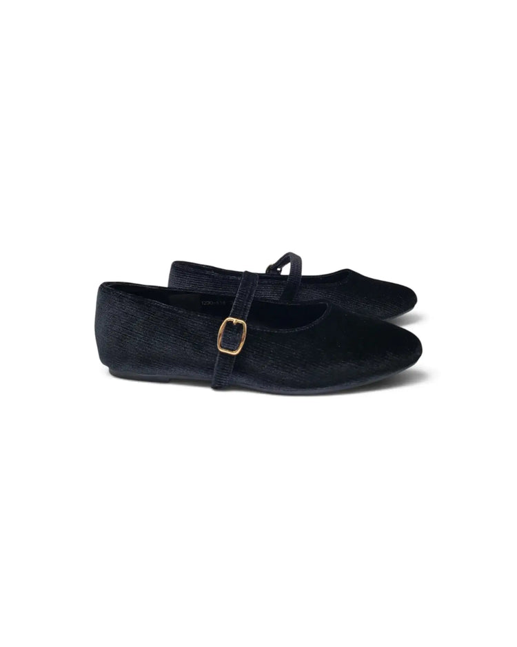 Mamelina black ribbed velvet mary jane 123014 fast shipping