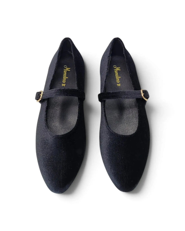 Mamelina black ribbed velvet mary jane 123014 fast shipping