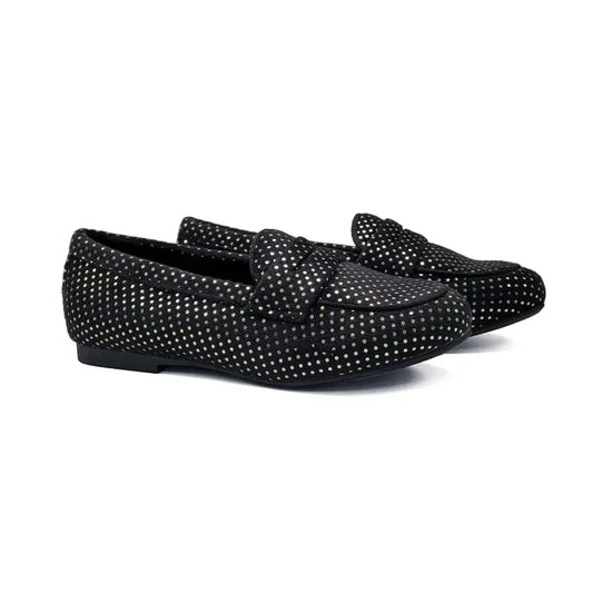 Mamelina Black Velvet Sparkle Dress Slip On Loafer 72989
