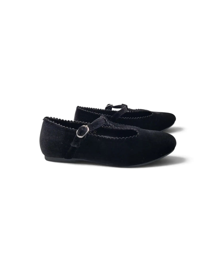 Mamelina black velvet t-strap 7542 | kids fast shipping