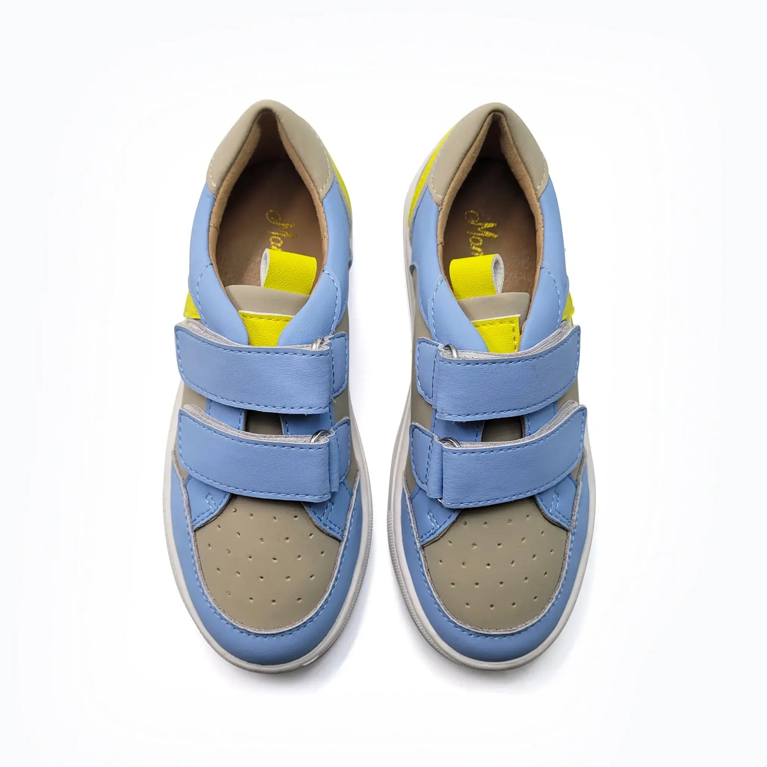 Mamelina blue grey yellow velcro sneakers fast shipping