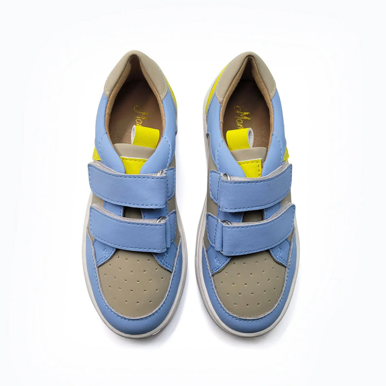 Mamelina blue grey yellow velcro sneakers fast shipping