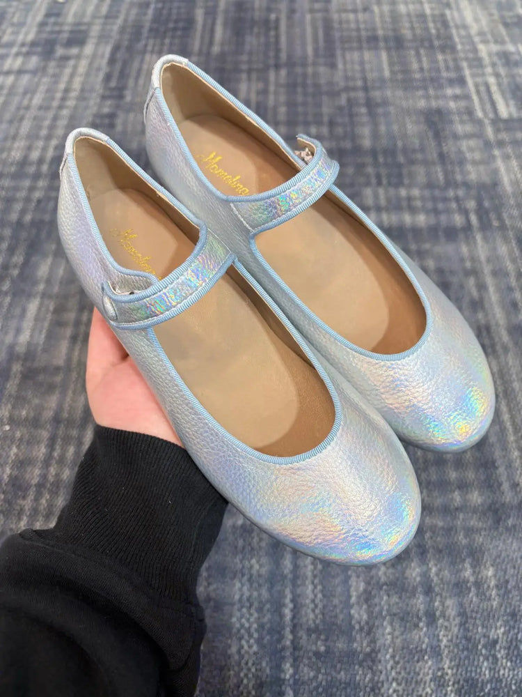 Mamelina blue iridescent silver mary jane shoes fast shipping