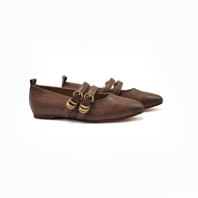 Mamelina brown leather mary jane shoes fast shipping