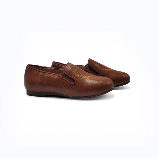 Mamelina brown leather smoking slip ons fast shipping
