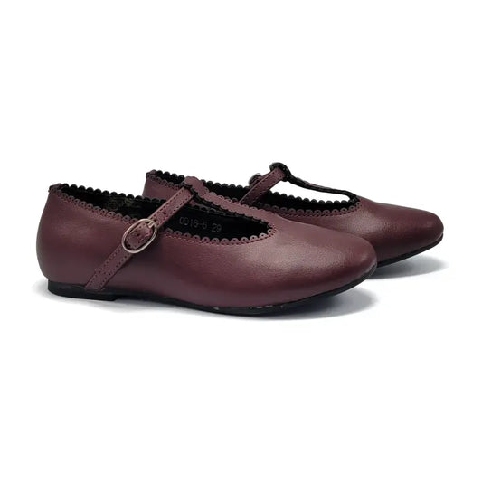 Mamelina Burgundy Leather T-Strap 7542