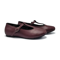 Mamelina Burgundy Leather T-Strap 7542