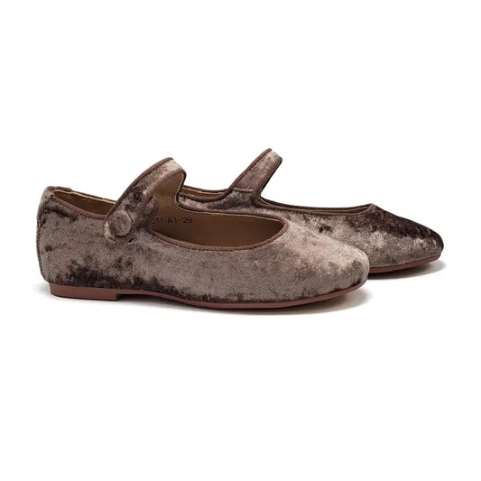 Mamelina Taupe Velvet Mary Jane A011