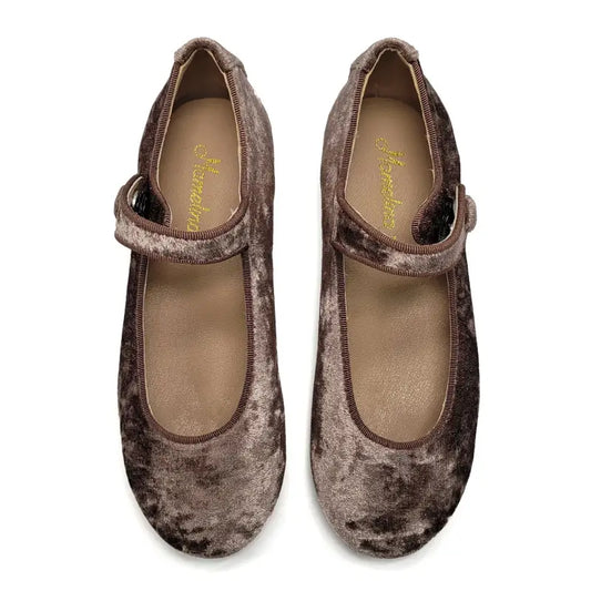Mamelina Taupe Velvet Mary Jane A011