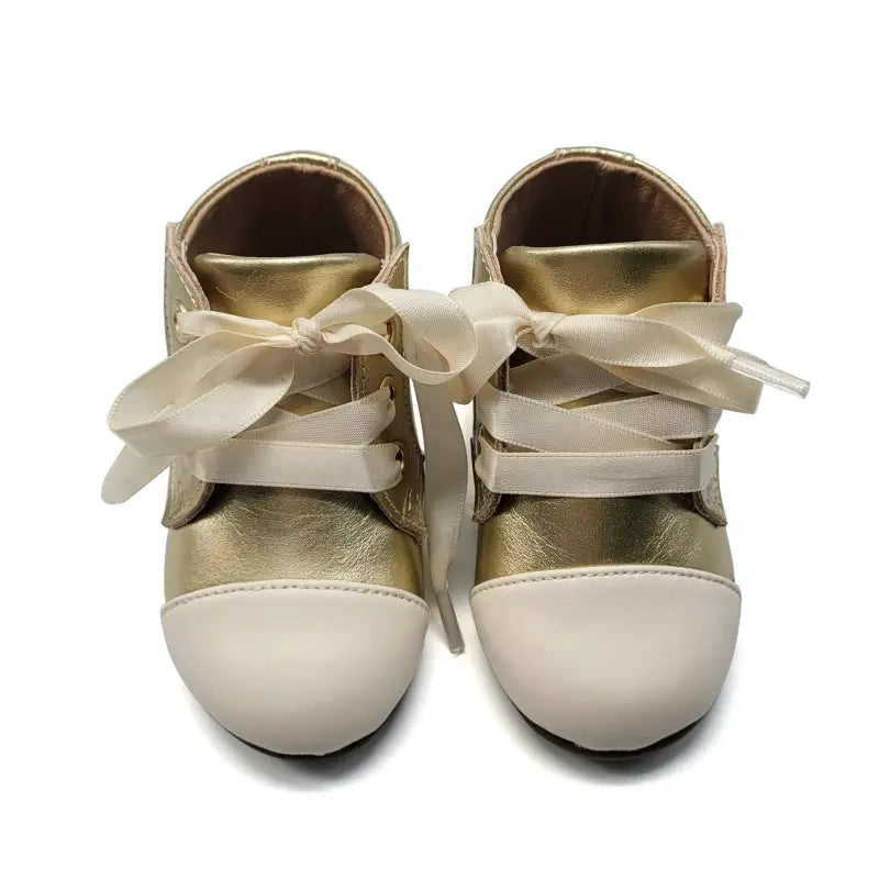 Mamelina Cream Gold First Walker Bootie 1547