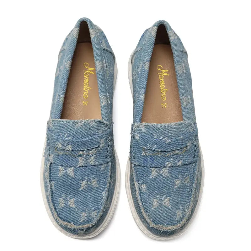 Mamelina Denim Butterfly Chunky Penny Loafer 1288