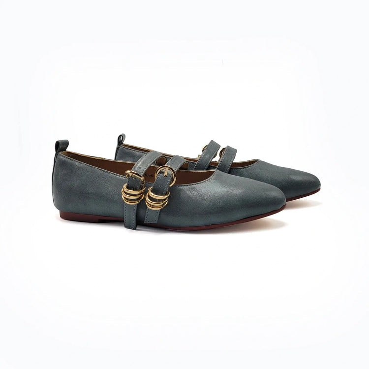 Mamelina dusty blue leather mary jane shoes fast shipping
