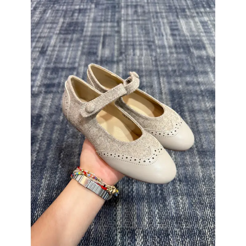 Mamelina flannel taupe wingtip mary jane 0918 22 mary jane