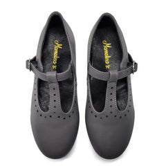 Mamelina Grey Leather T-Strap 7543