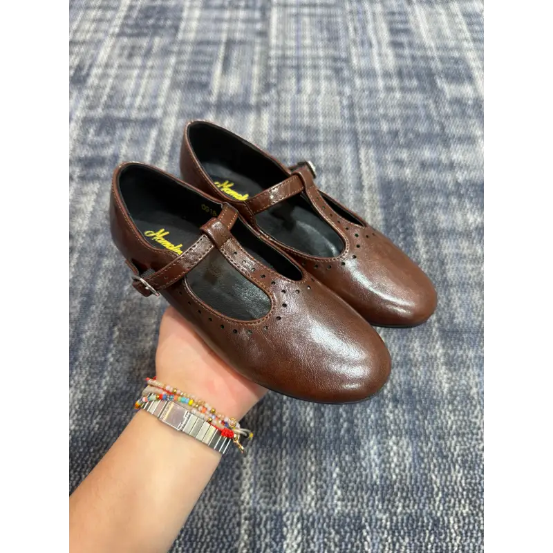 Mamelina high gloss brown leather t strap 7543 22 strap