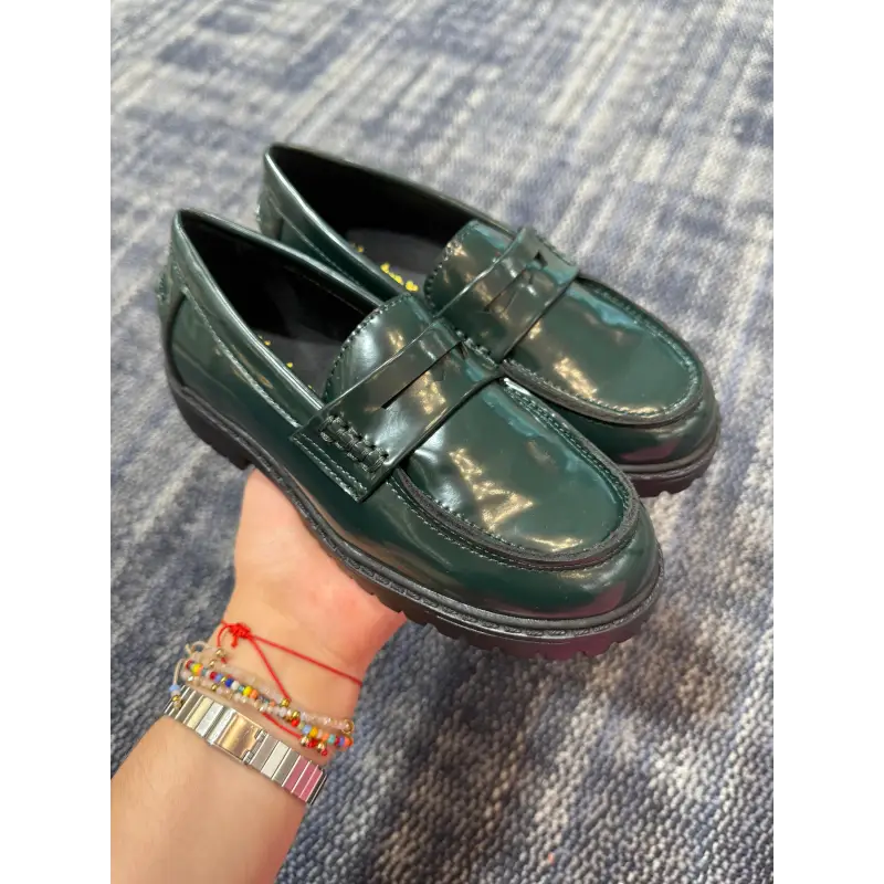 Mamelina hunter green chunky penny loafer 1228 30