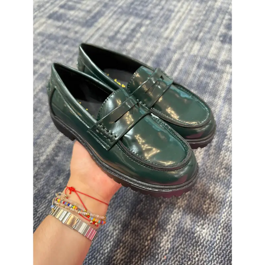 Mamelina hunter green chunky penny loafer 1228 30
