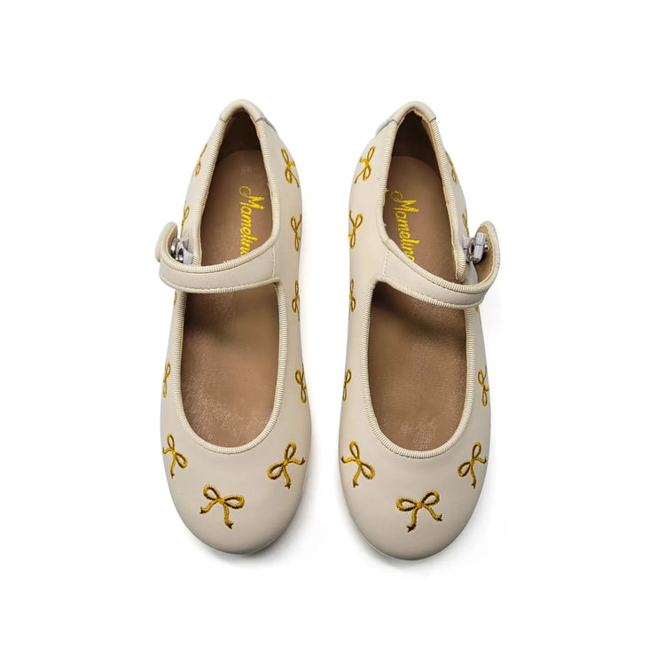 Mamelina ivory bow mary jane leather shoes fast shipping