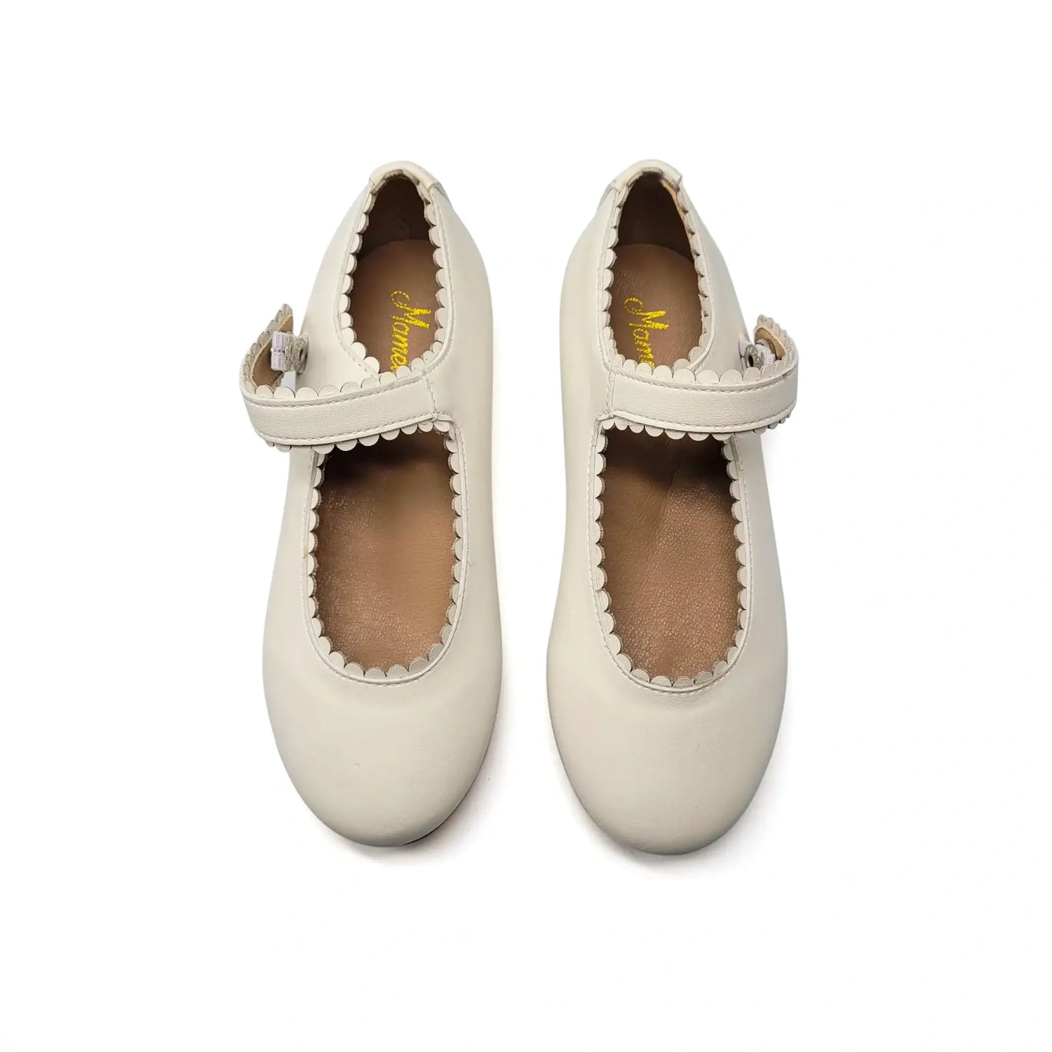 White Ivory Shabbos Girls  Mary Jane Scalloped 